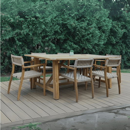 Teak Outdoor Dining Set for 6 Vittoria - Your Bar Stools Canada