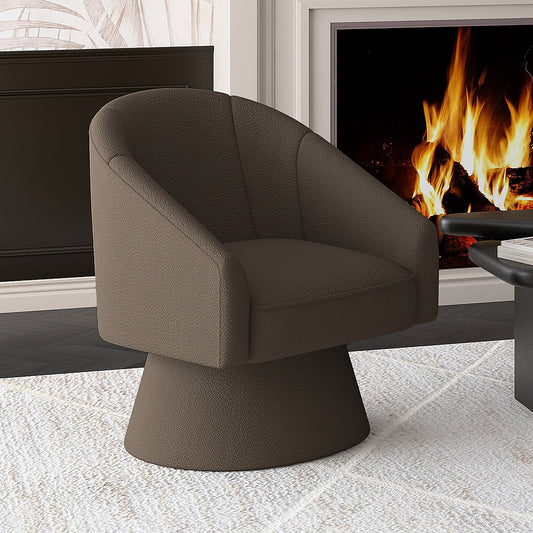 Tilsy Brown Boucle Swivel Chair - Your Bar Stools Canada