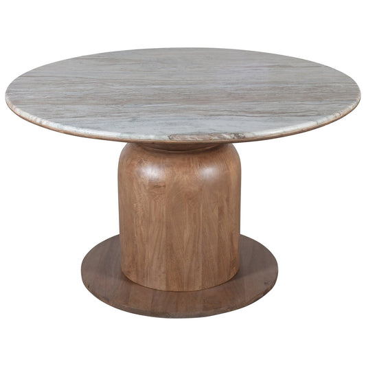 Walnut Round Dining Table 50 Inch | Martina Marble Top Pedestal Table - Your Bar Stools Canada