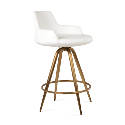 White and Gold Bar Stools Dervish Swivel - Your Bar Stools Canada