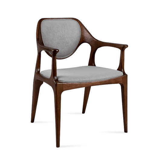 Wood Arm Chair | Wilshire Grey on Walnut - Your Bar Stools Canada