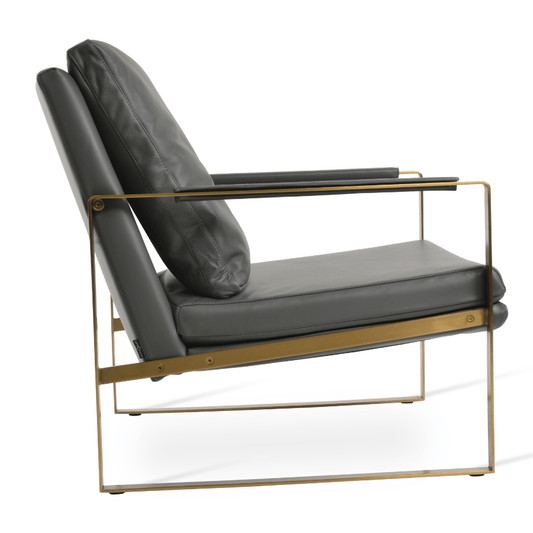 Zara Grey Leather Lounge Chair - Your Bar Stools Canada