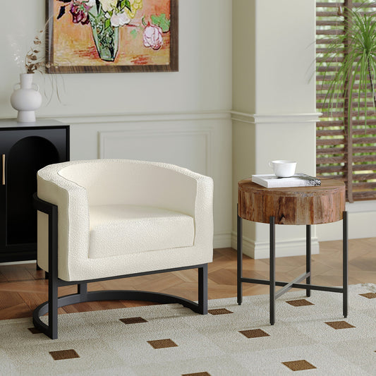 Zhuri Cream Boucle Barrel Chair - Your Bar Stools Canada