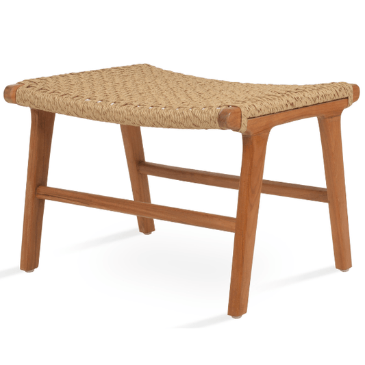 Rope Ottoman Calava Teak Foot Stool - Your Bar Stools Canada