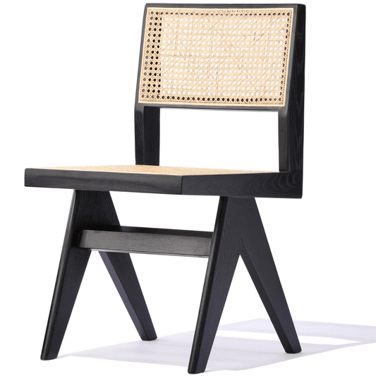 Caned Chair Pierre J Black Full Wicker - Your Bar Stools Canada