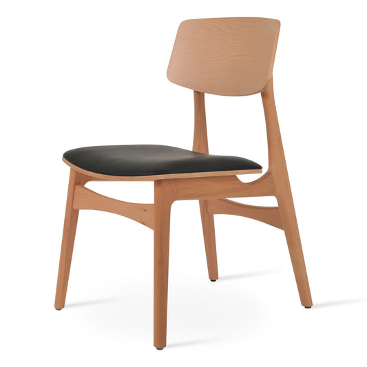 Black Leather and Wood Dining Chairs Bacco - Your Bar Stools Canada