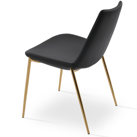 Black Leather Chair with Gold Legs Eiffel - Your Bar Stools Canada