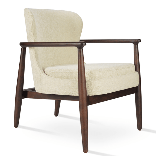 Cream Boucle Wooden Armchair Bonaldo - Your Bar Stools Canada