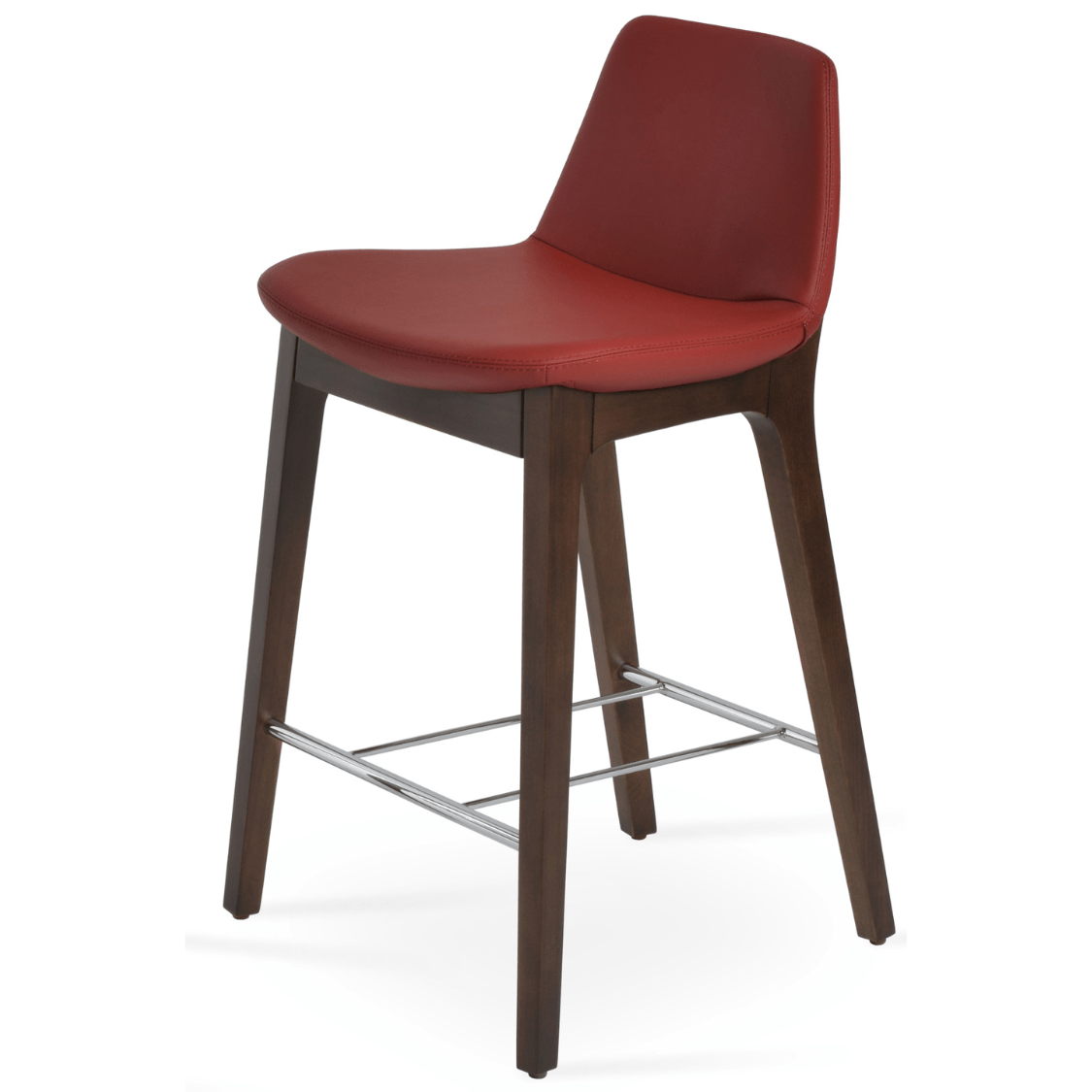 Dark Red Leather Bar Stools Pera Wood-Your Bar Stools Canada
