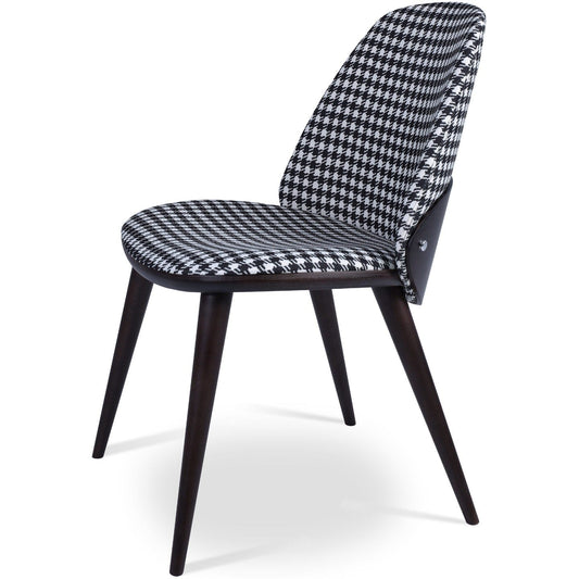Aston Wood Leather Dining Chairs Black Houndstooth - Your Bar Stools Canada