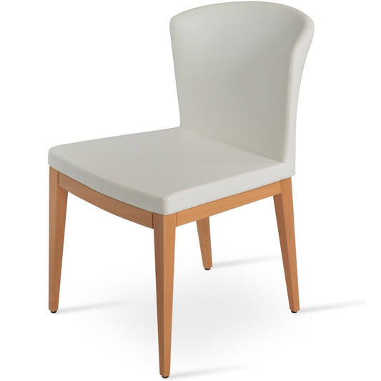 White Leather Dining Chairs Capri Wood - Your Bar Stools Canada