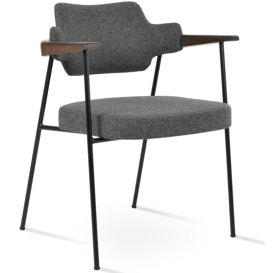 Palu Armchair Metal Dining Chairs Grey Wool - Your Bar Stools Canada