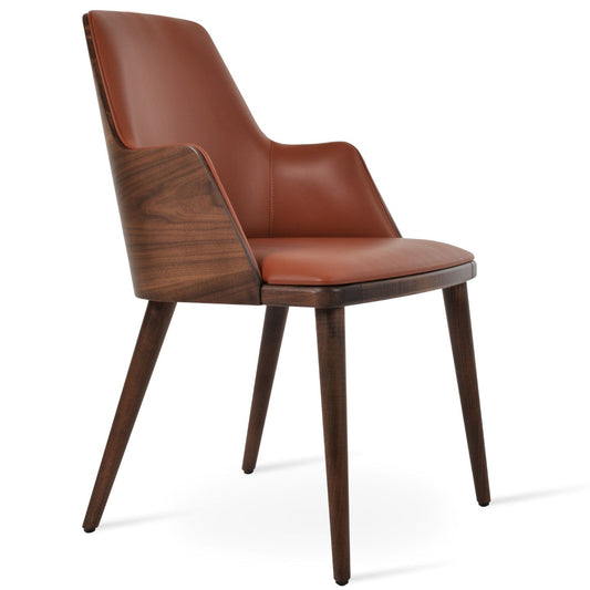 Modern Leather Dining Chairs RomanoW Arm Brown - Your Bar Stools Canada