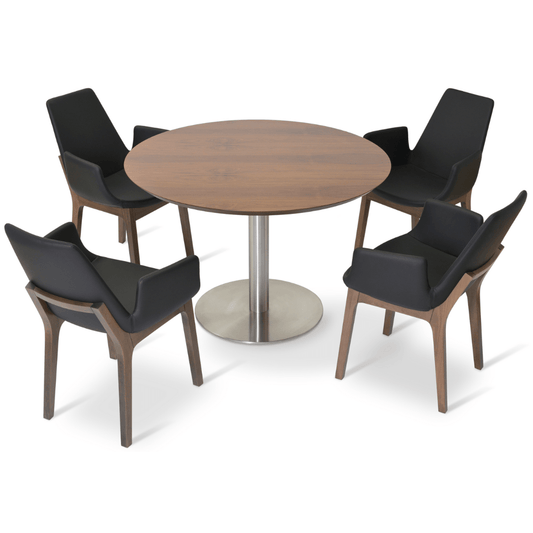 Leather Dining Chairs Eiffel Arm Black - Your Bar Stools Canada