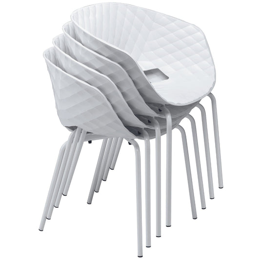 White Outdoor Chairs Uni Plastic Stackable Patio Chairs - Your Bar Stools Canada