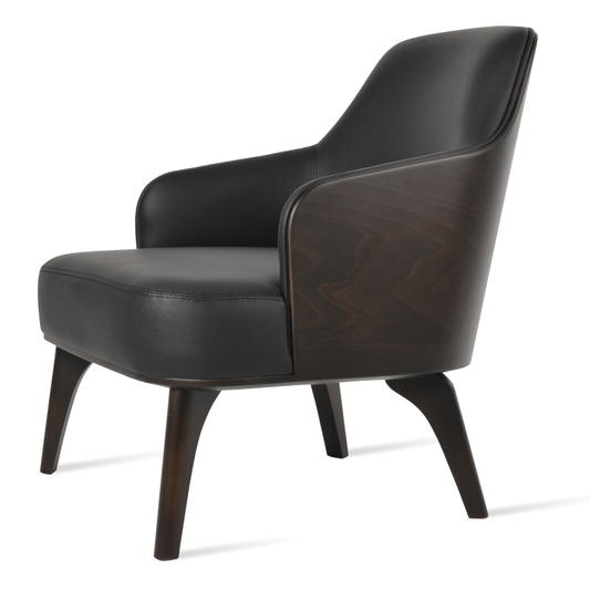 Saphire Rounded Black Leather Armchair - Your Bar Stools Canada