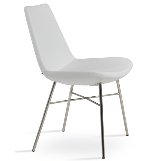 White Leather Chair with Chrome Legs Eiffel - Your Bar Stools Canada
