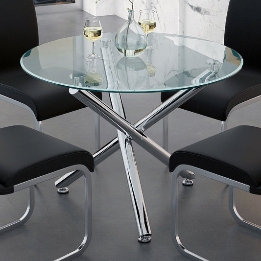 Round Glass Dining Table Rocca Chrome - Your Bar Stools Canada