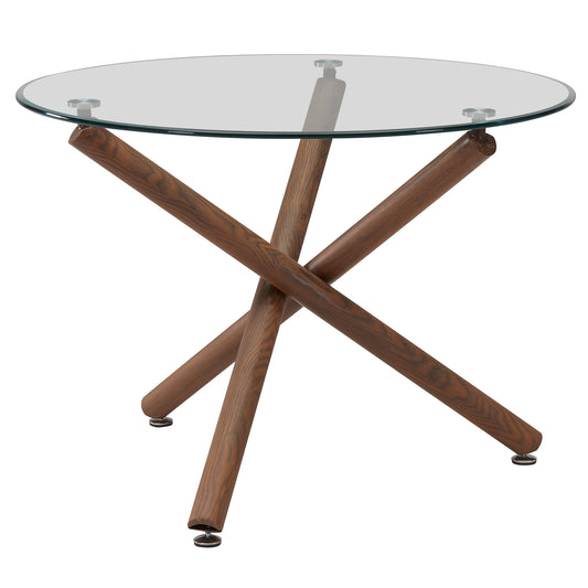 Round Glass Dining Table Rocca Walnut - Your Bar Stools Canada