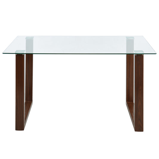 Square Glass Dining Table Franco Walnut - Your Bar Stools Canada