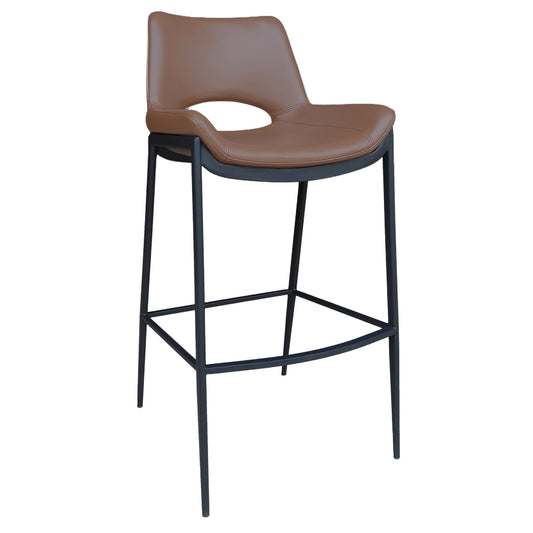 30 Inch Bar Stool Icona Brown Leather Black Base