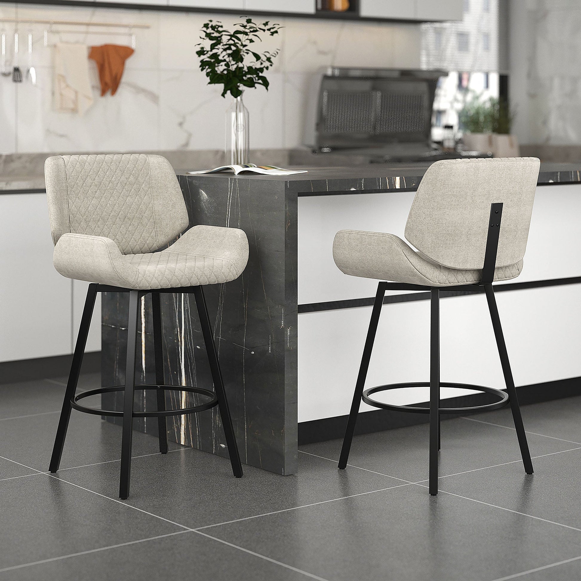 26 inch Bar Stools | Sets of 2 | Fraser Grey and Black - Your Bar Stools Canada