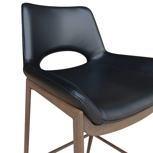 30 Inch Bar Stool Icona Black Leather Walnut Base - Your Bar Stools Canada