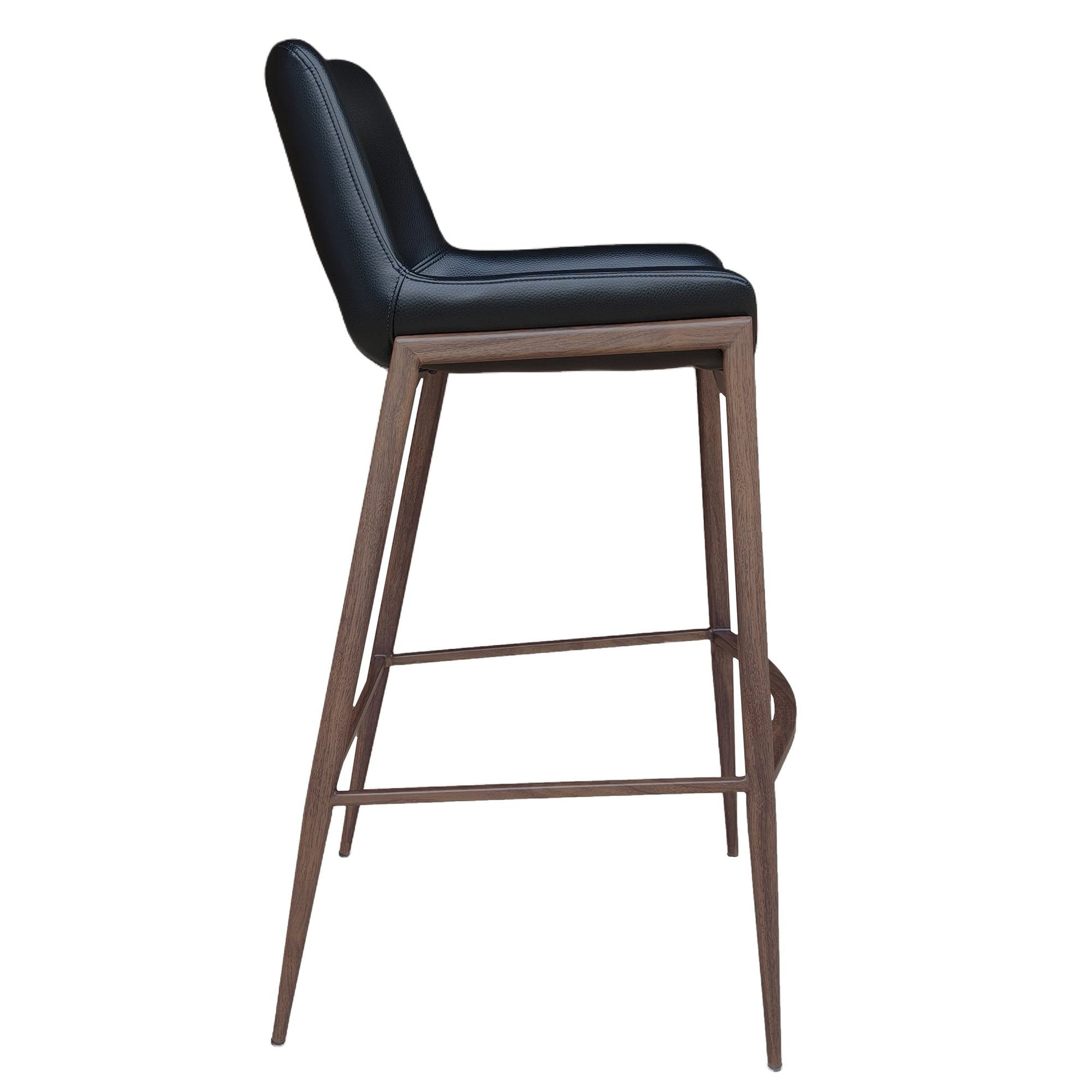 30 Inch Bar Stool Icona Black Leather Walnut Base - Your Bar Stools Canada