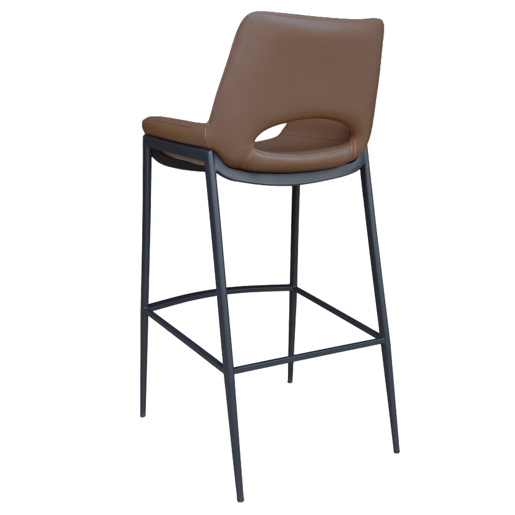 30 Inch Bar Stool Icona Brown Leather Black Base - Your Bar Stools Canada