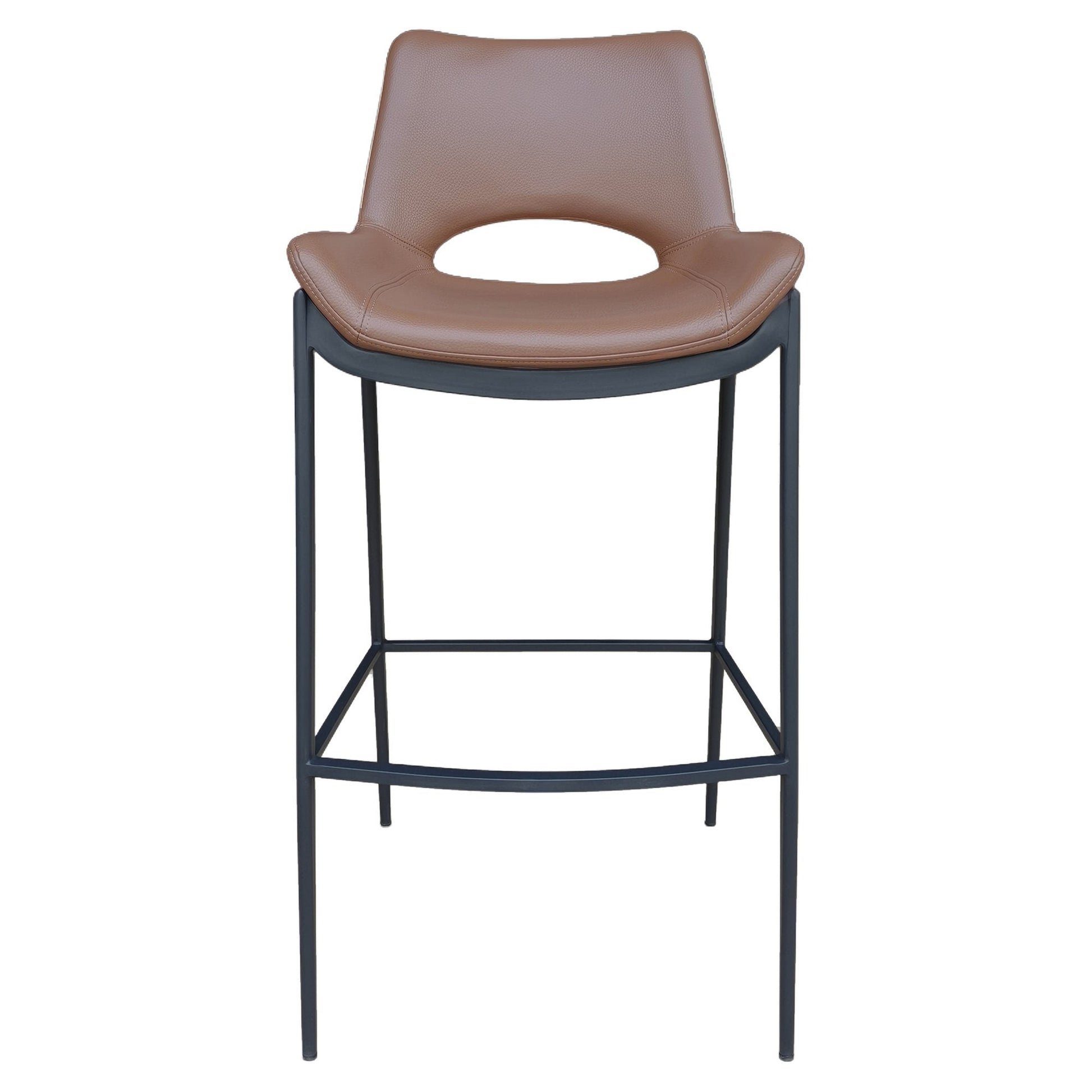 30 Inch Bar Stool Icona Brown Leather Black Base - Your Bar Stools Canada