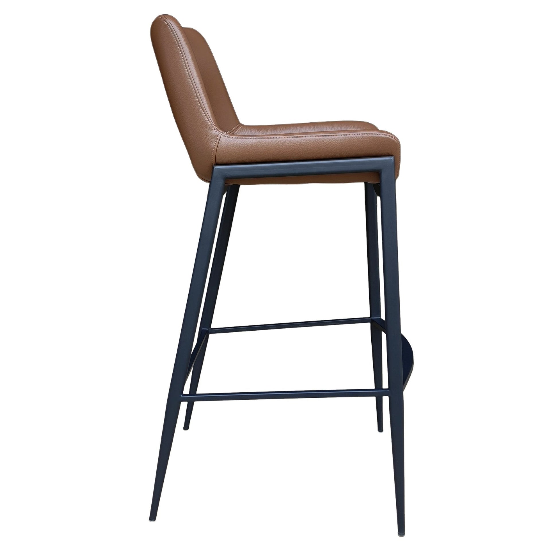 30 Inch Bar Stool Icona Brown Leather Black Base - Your Bar Stools Canada