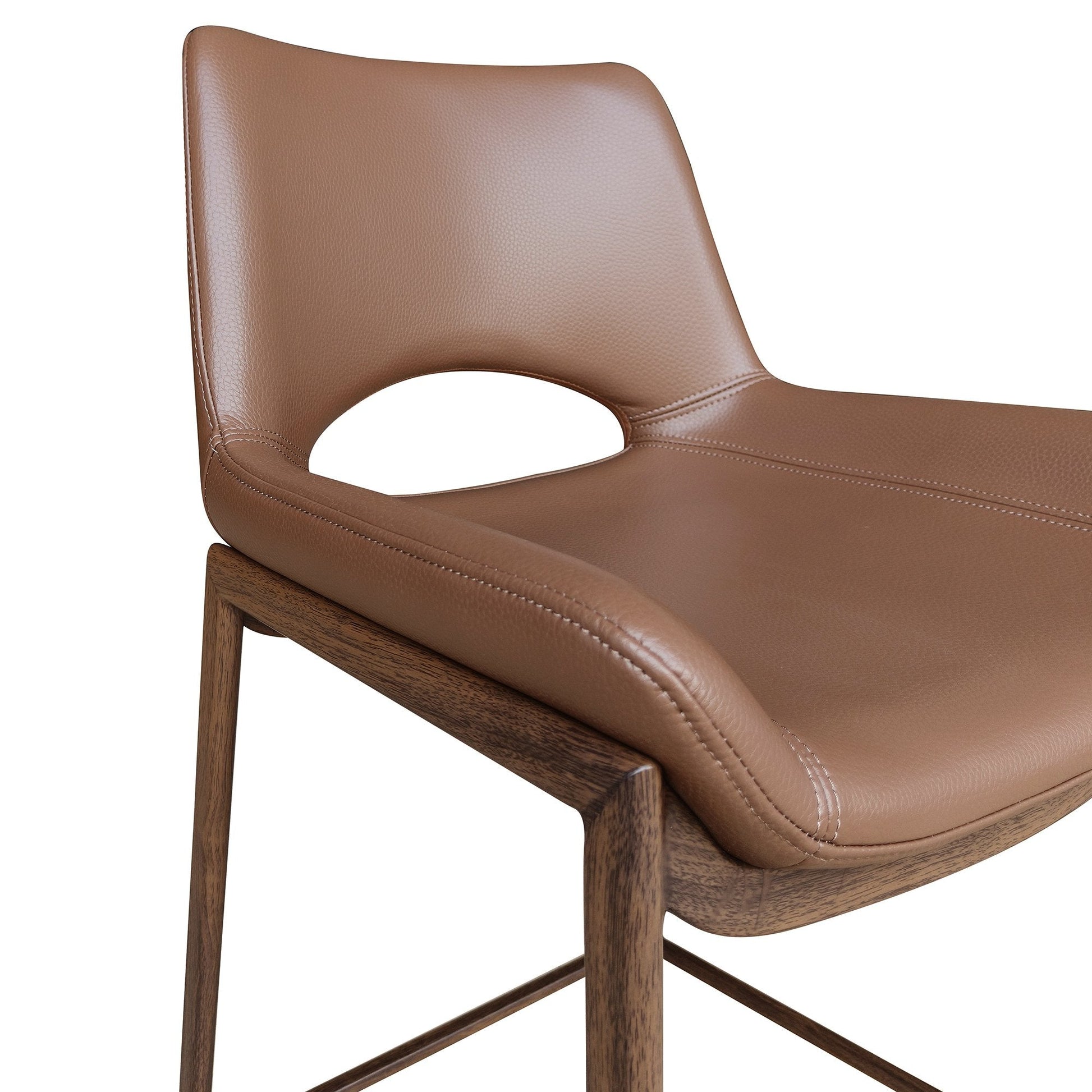 30 Inch Bar Stool Icona Brown Leather Walnut Base - Your Bar Stools Canada