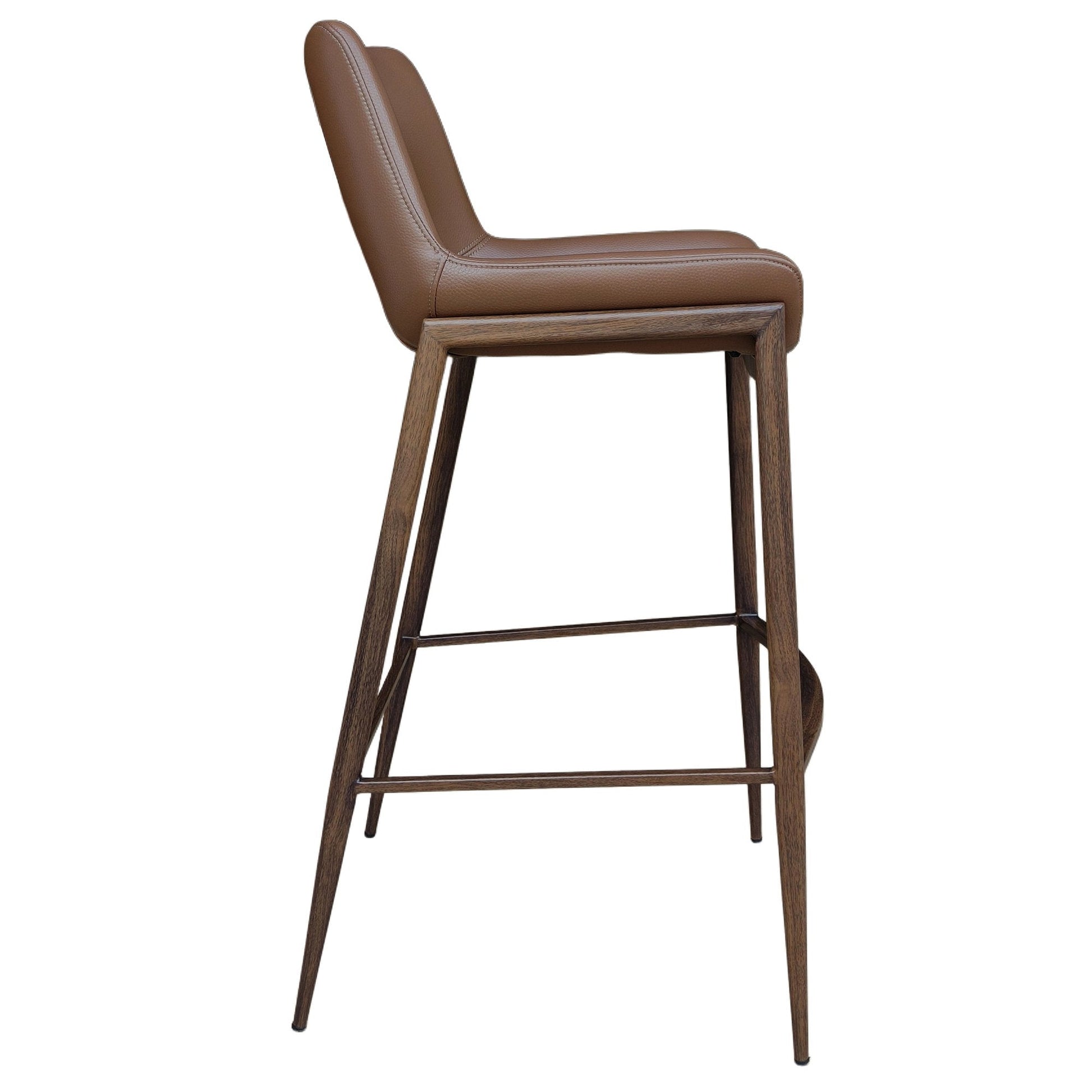 30 Inch Bar Stool Icona Brown Leather Walnut Base - Your Bar Stools Canada