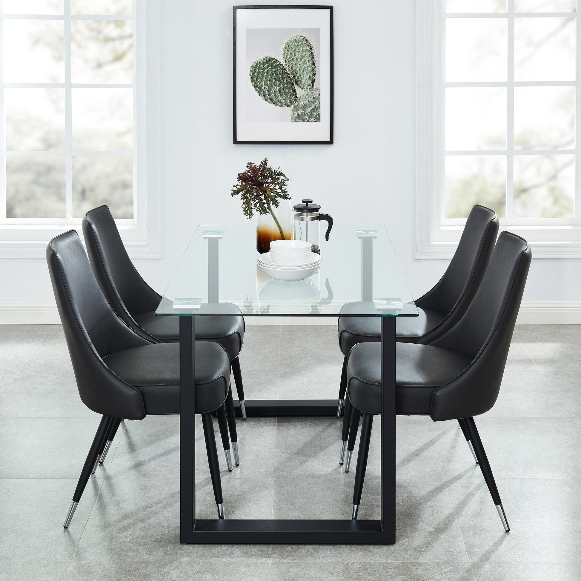 5 Piece Glass Dining Room Set Franco Grey - Your Bar Stools Canada