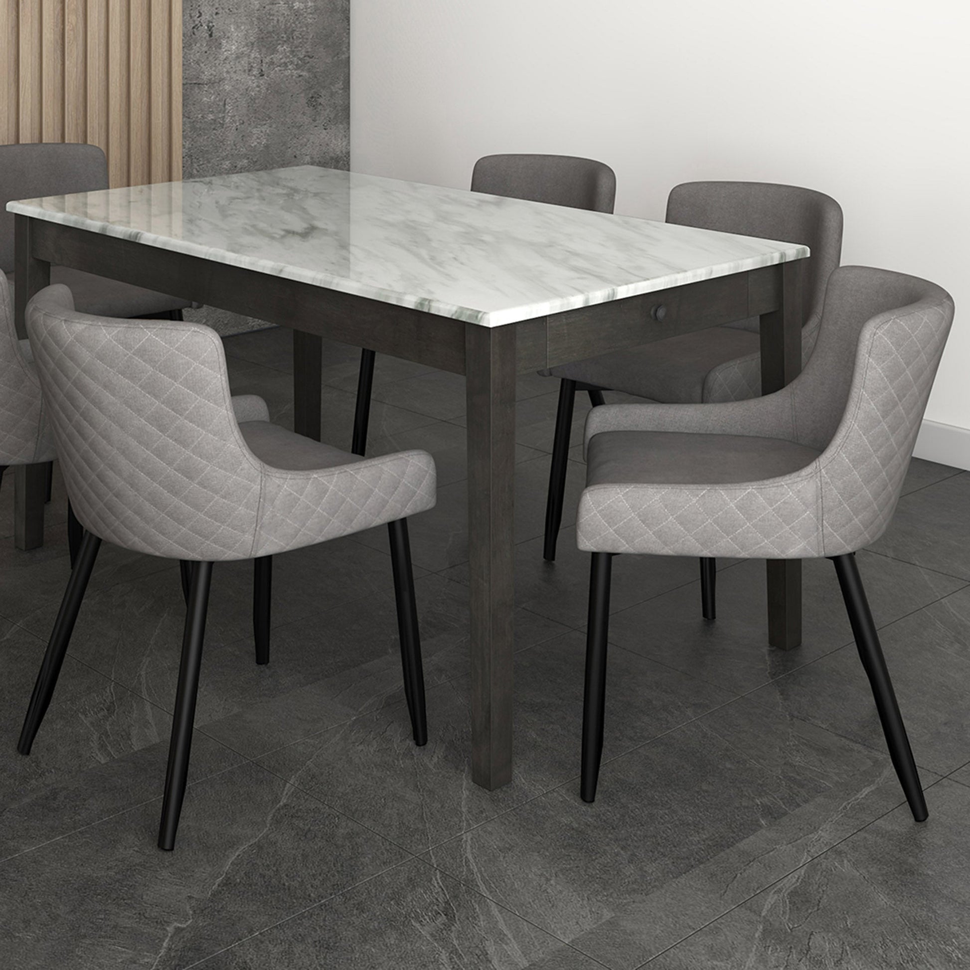 7 Piece Glass Dining Room Set Veneta Grey - Your Bar Stools Canada