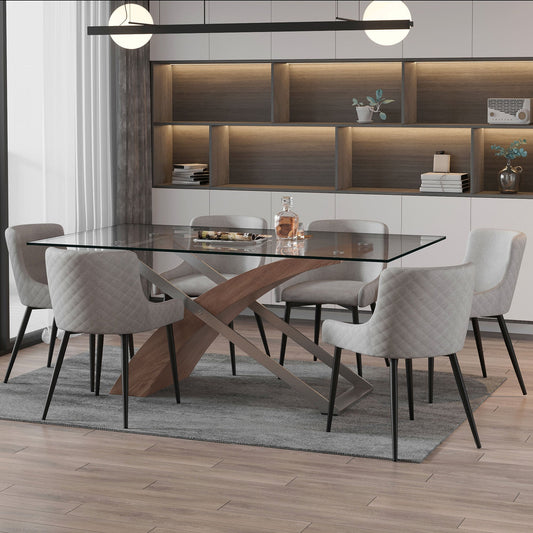 7 Piece Glass Dining Room Set Veneta Grey - Your Bar Stools Canada