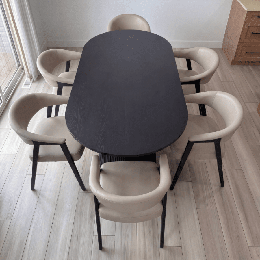 7 Piece Oval Dining Set Tovas Black Pedestal - Your Bar Stools Canada