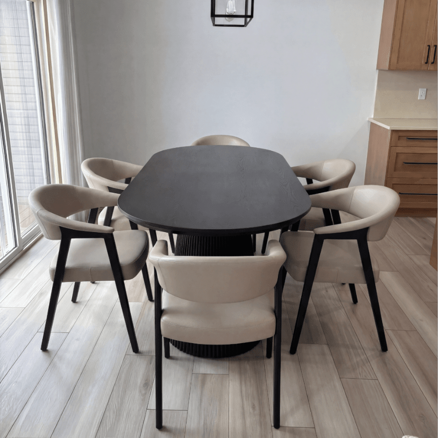 7 Piece Oval Dining Set Tovas Black Pedestal - Your Bar Stools Canada