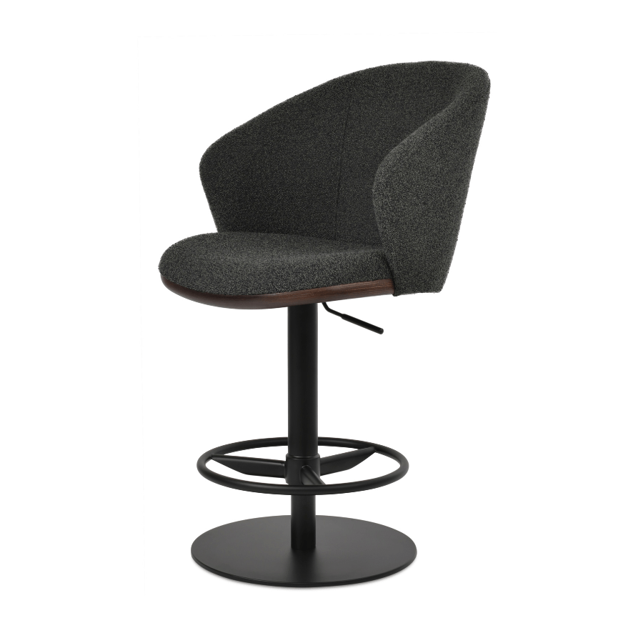 Athena Piston Black Boucle Bar Stools - Your Bar Stools Canada