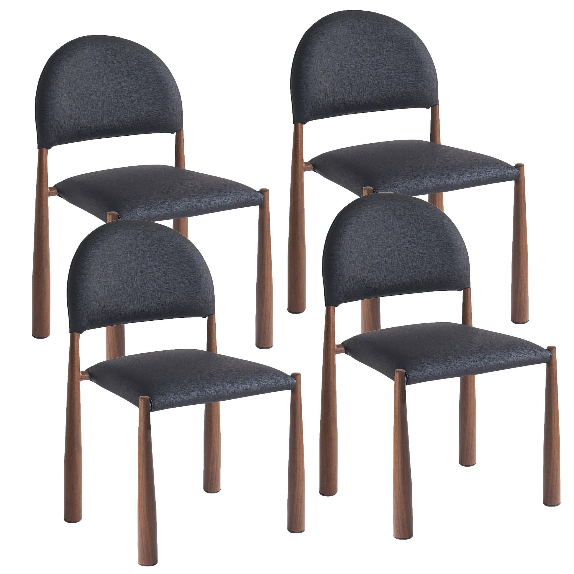 Auggie Black Dining Chairs Set of 4 | Walnut Base - Your Bar Stools Canada