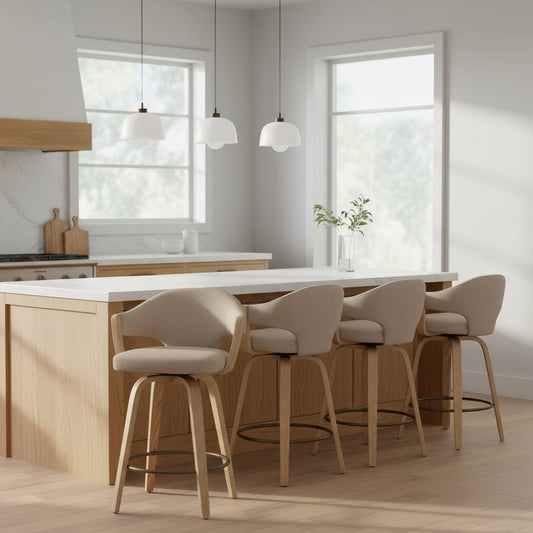 Bar Stools Set of 2 | Freya Swivel | Natural - Your Bar Stools Canada