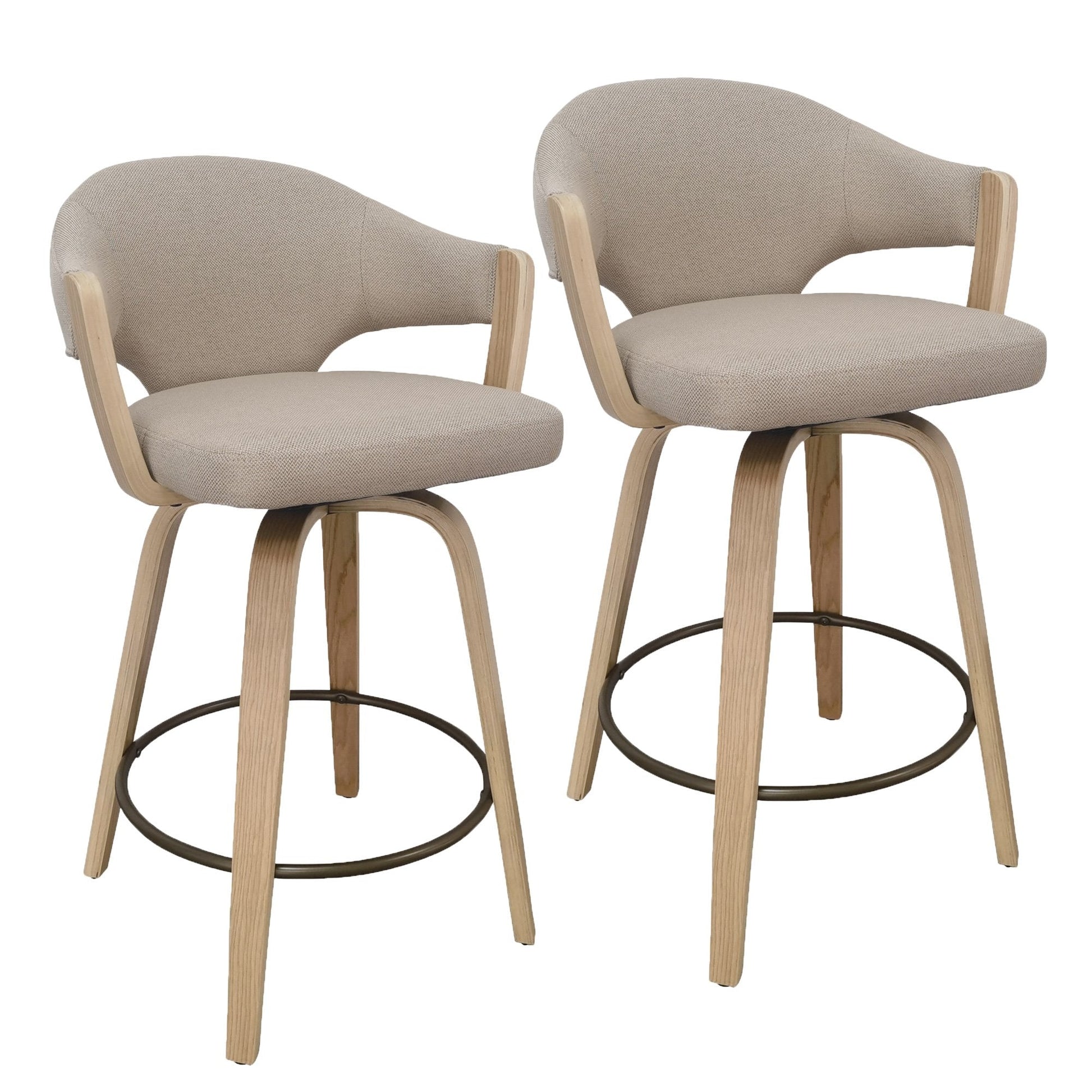 Bar Stools Set of 2 | Freya Swivel | Natural - Your Bar Stools Canada