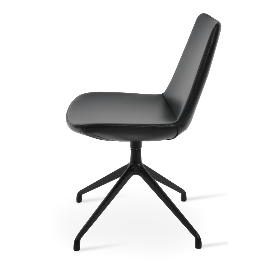 Black Leather Swivel Chair | Eiffel Spider - Your Bar Stools Canada