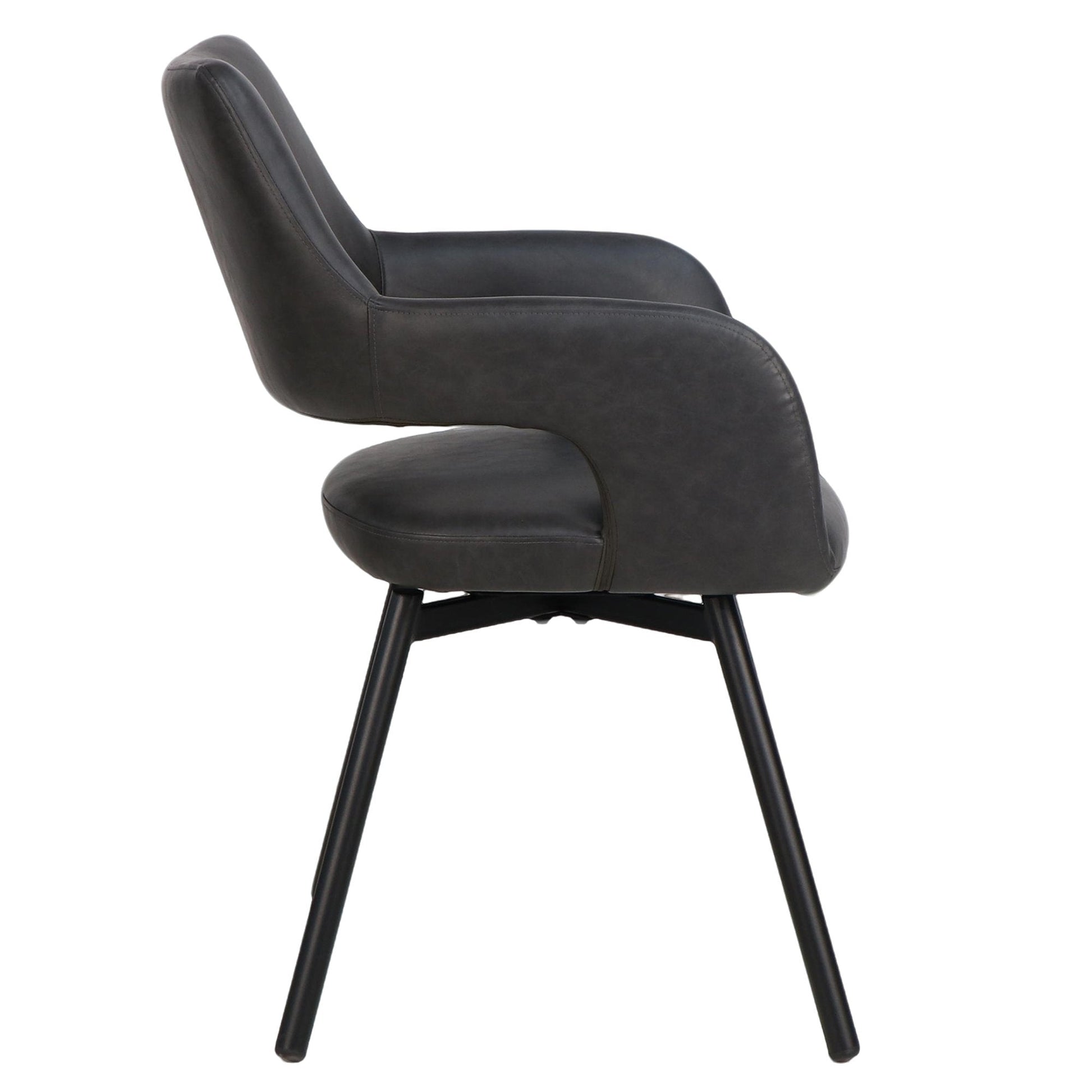 Black Swivel Dining Chairs Set of 2 – Ryder Faux Leather Accent Chairs - Your Bar Stools Canada