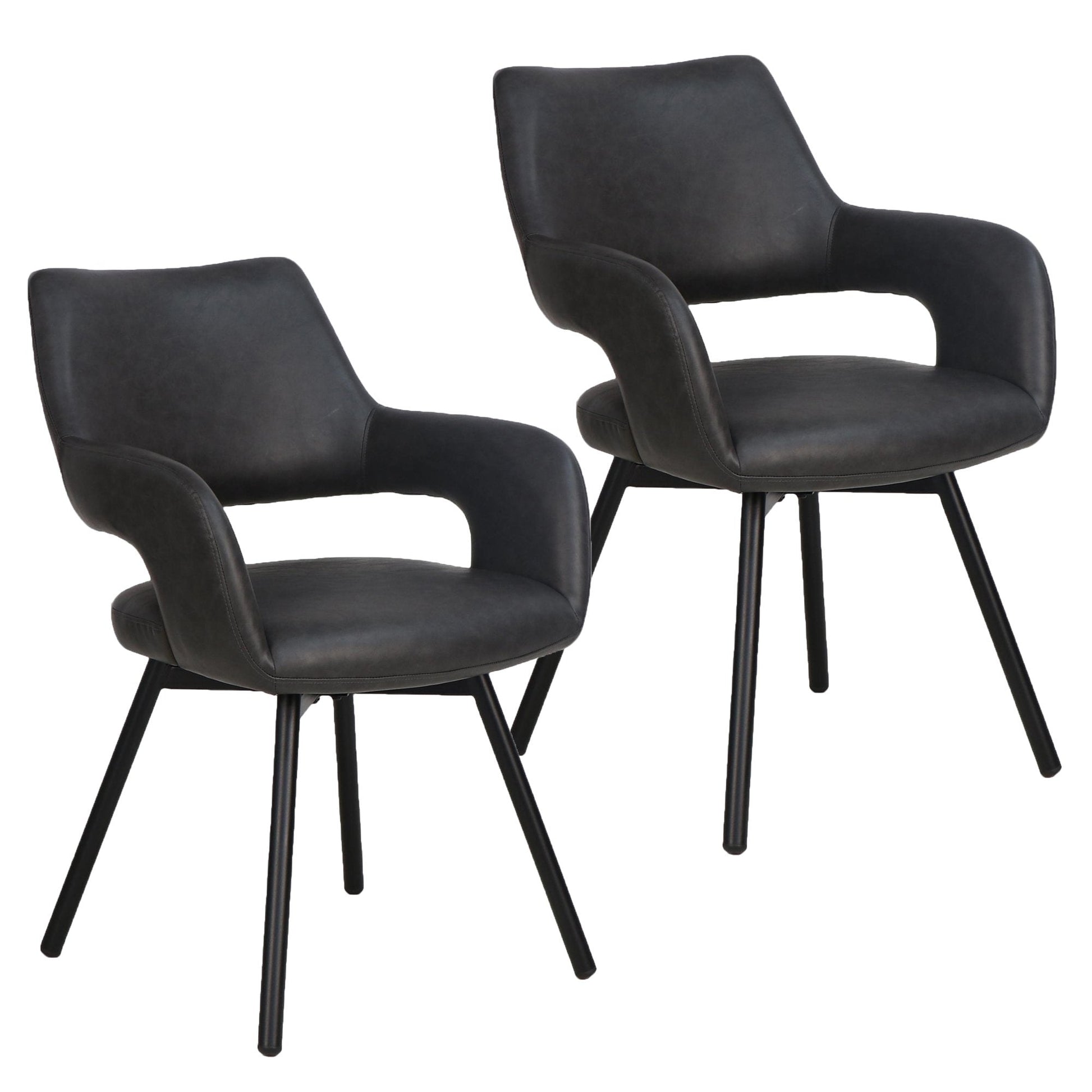 Black Swivel Dining Chairs Set of 2 – Ryder Faux Leather Accent Chairs - Your Bar Stools Canada
