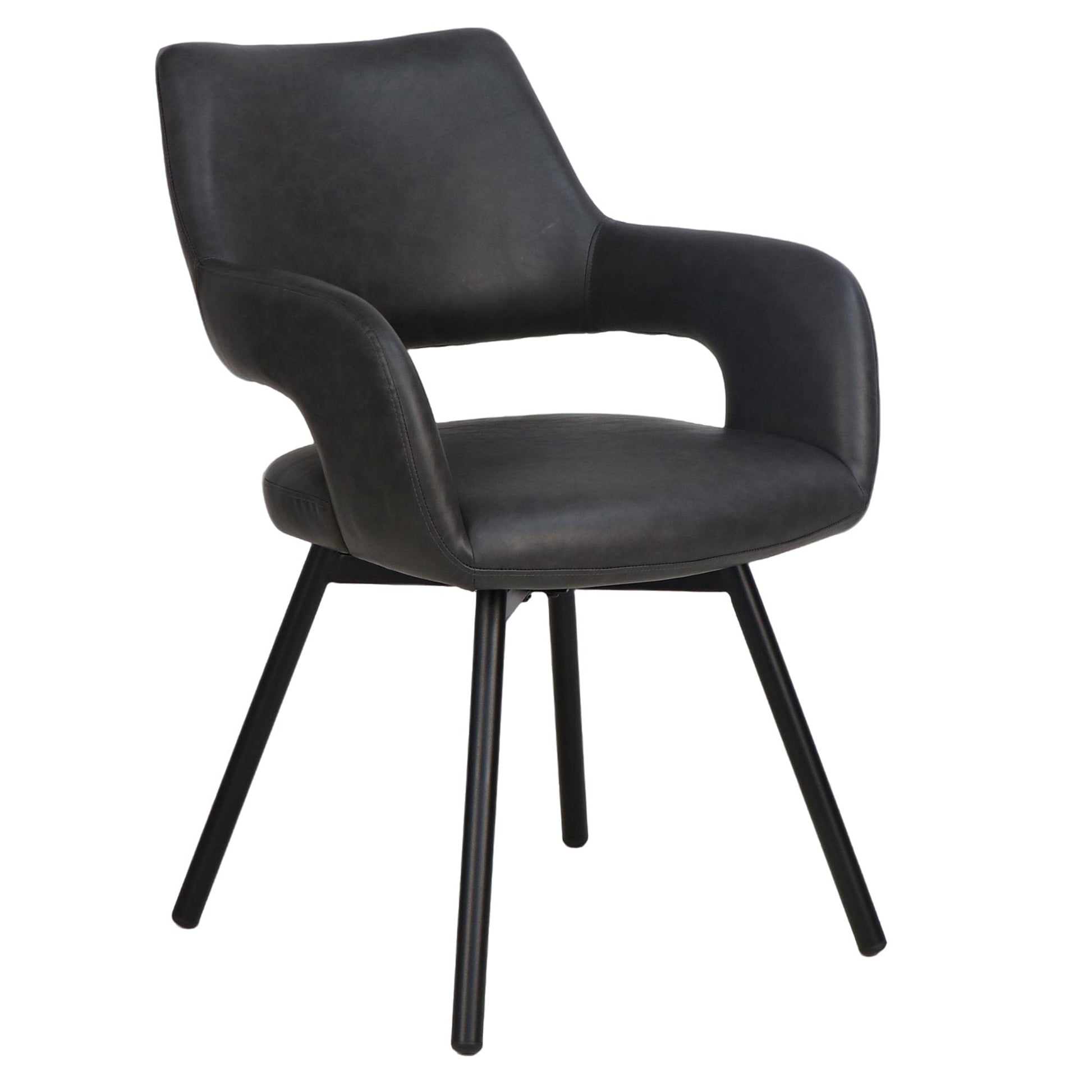 Black Swivel Dining Chairs Set of 2 – Ryder Faux Leather Accent Chairs - Your Bar Stools Canada