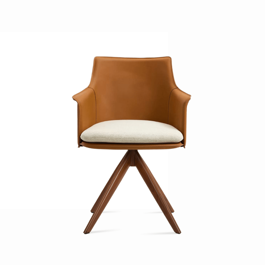 Briancon Swivel Dining Chair | Tan Leather - Your Bar Stools Canada