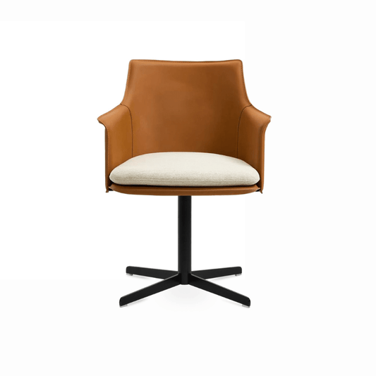 Briancon Swivel Dining Chair | Tan Leather - Your Bar Stools Canada