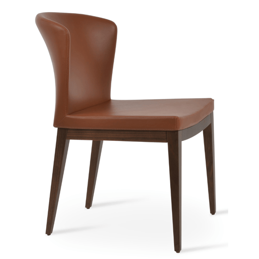 Brown Leather Dining Chair Capri Wood - Your Bar Stools Canada