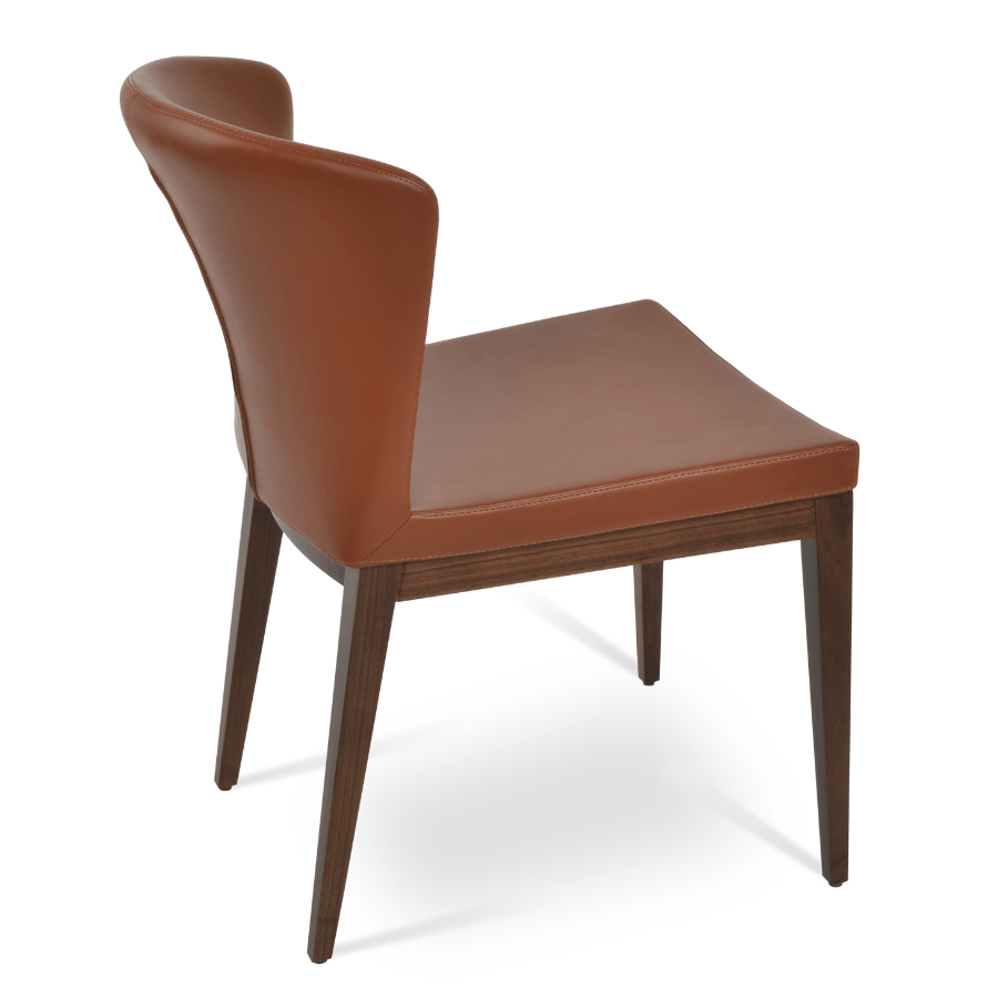 Brown Leather Dining Chair Capri Wood - Your Bar Stools Canada